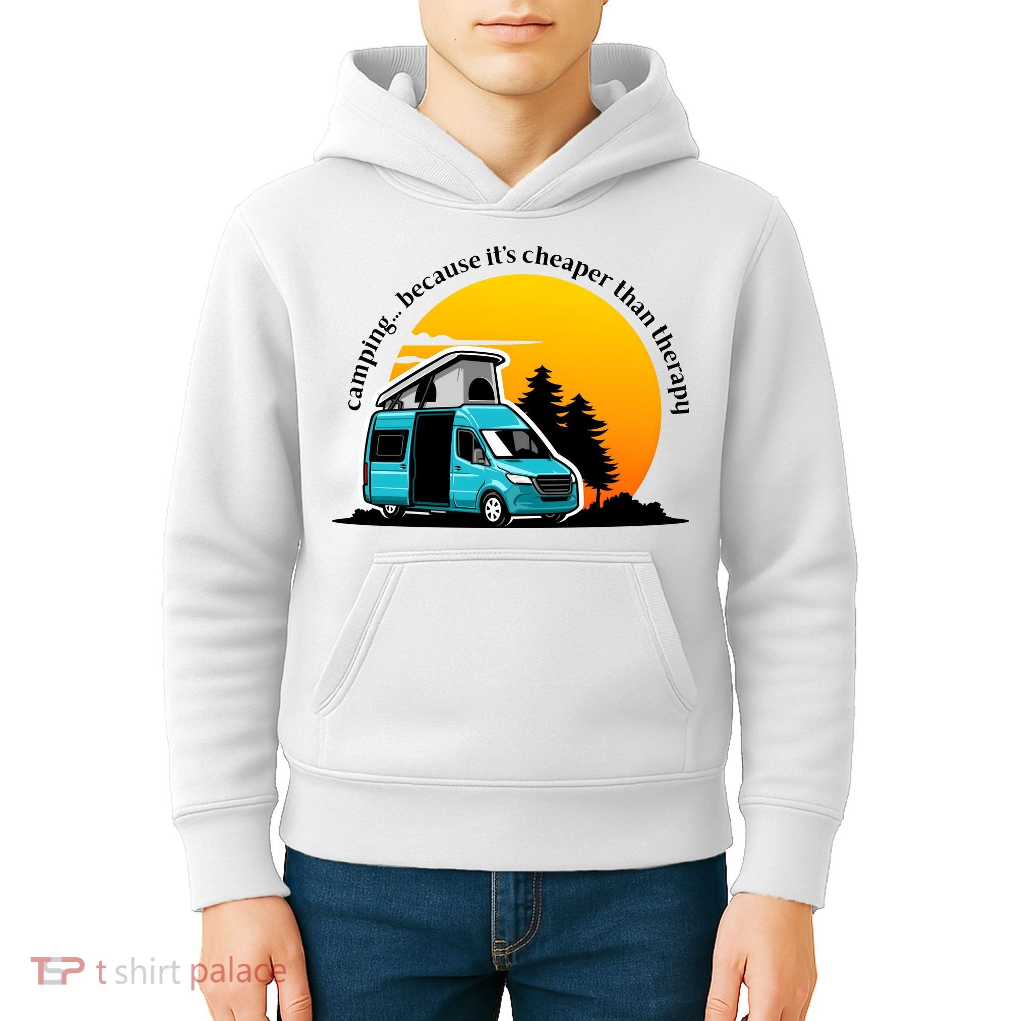 Camping Because It's Cheaper Than Therapy Kids Hoodie