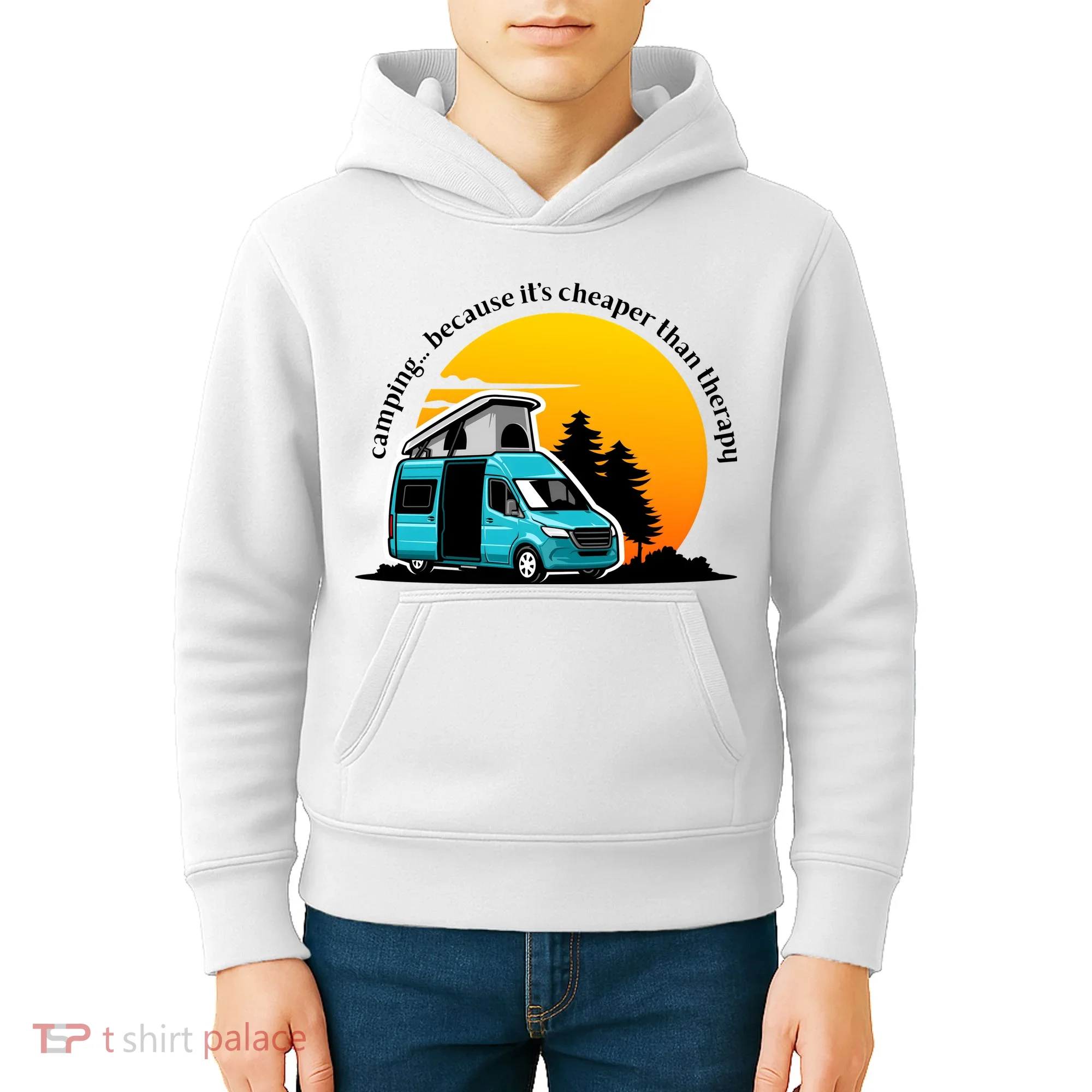 Camping Because It's Cheaper Than Therapy Kids Hoodie