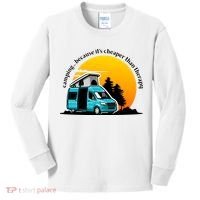 Camping Because It's Cheaper Than Therapy Kids Long Sleeve Shirt thumb 0