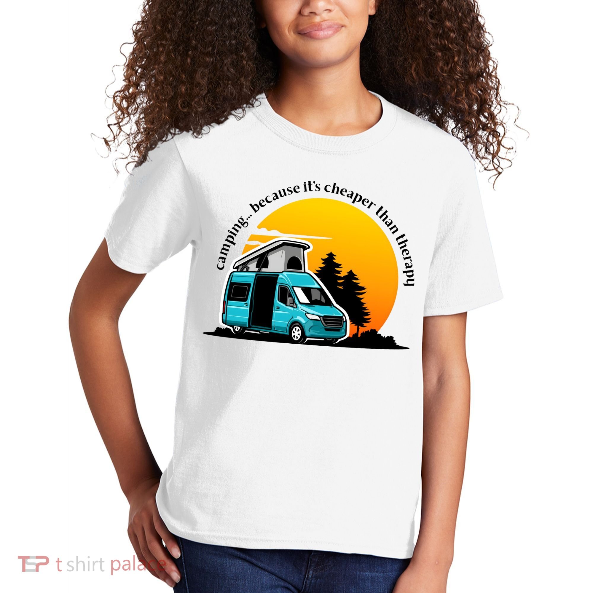 Camping Because It's Cheaper Than Therapy Kids T-Shirt