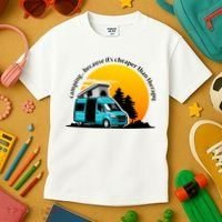 Camping Because It's Cheaper Than Therapy Kids T-Shirt thumb 3