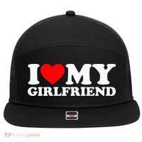 Classic Black I Love My Girlfriend 7 Panel Mesh Trucker Snapback Hat thumb 0
