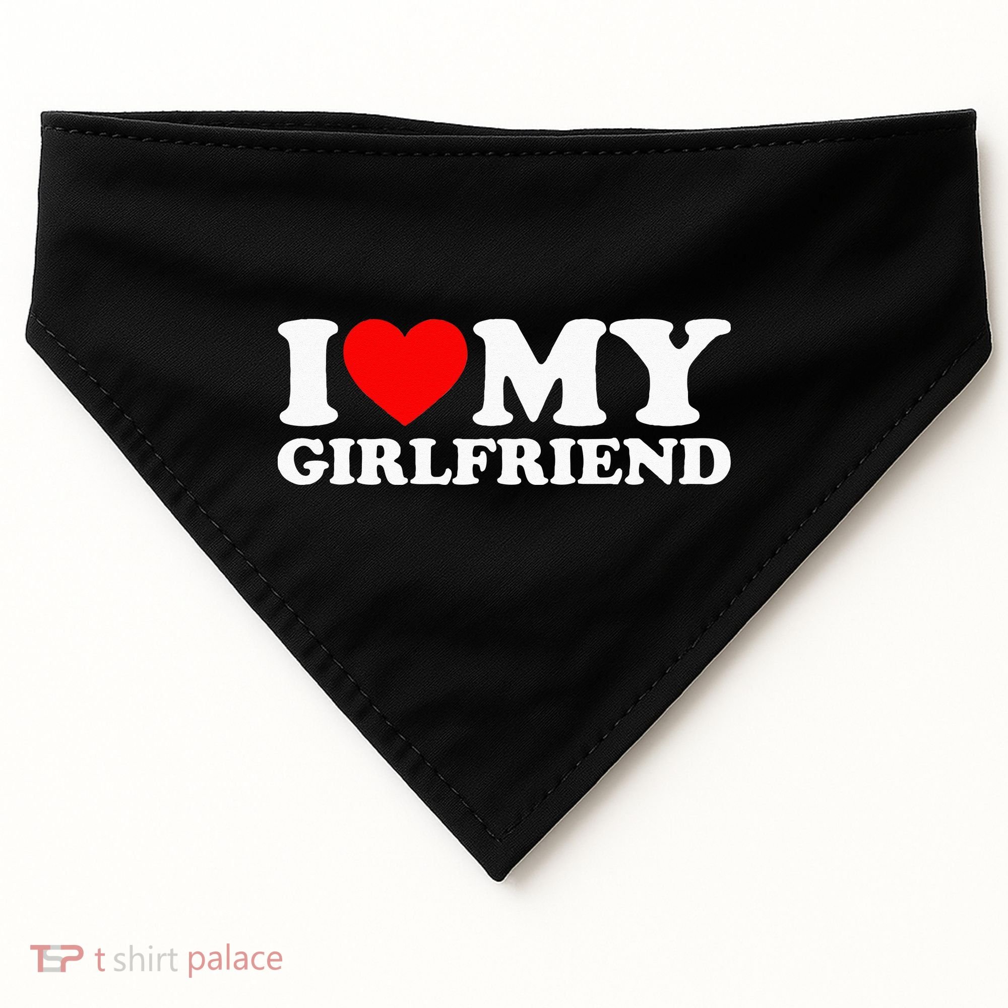 Classic Black I Love My Girlfriend USA-Made Doggie Bandana