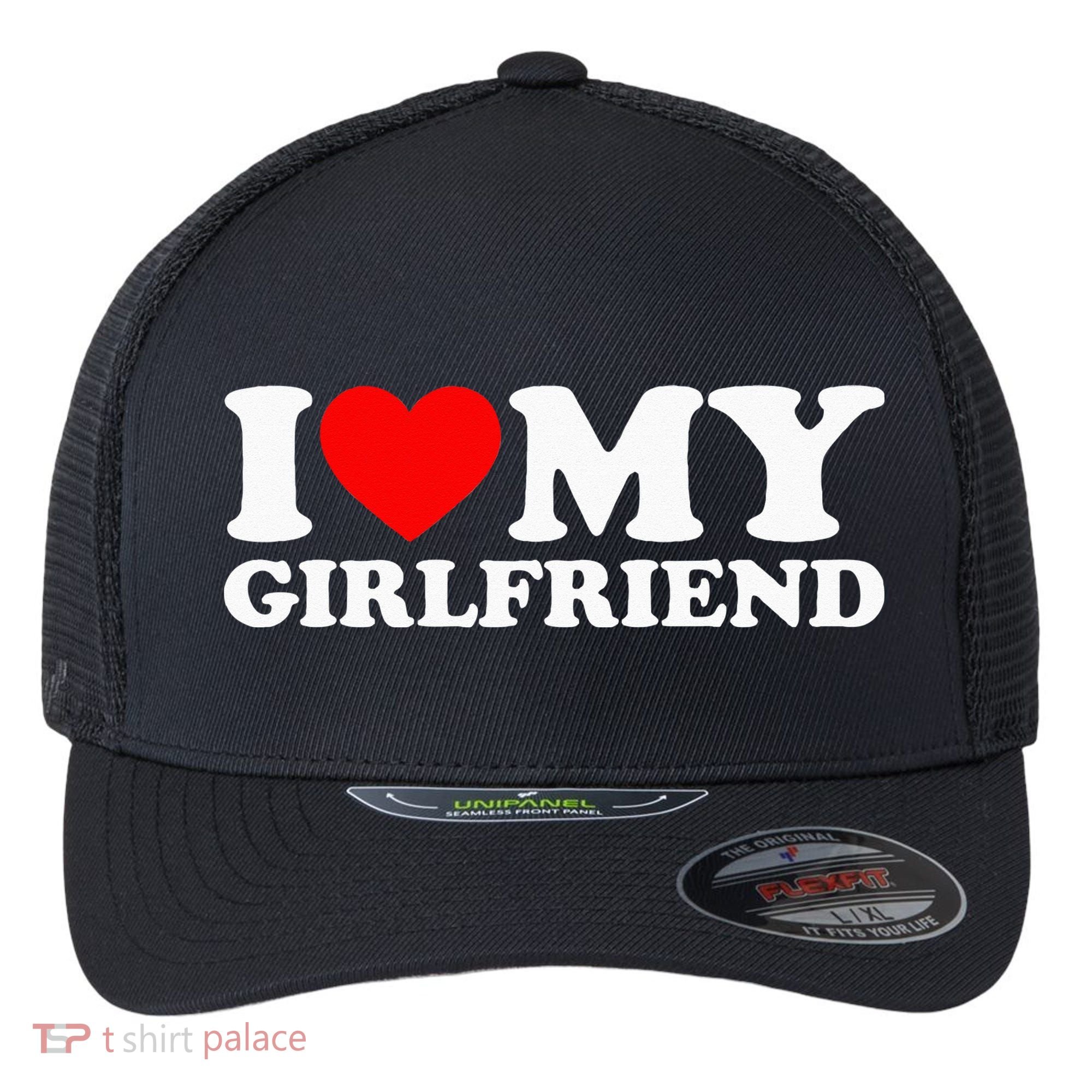 Classic Black I Love My Girlfriend Flexfit Unipanel Trucker Cap