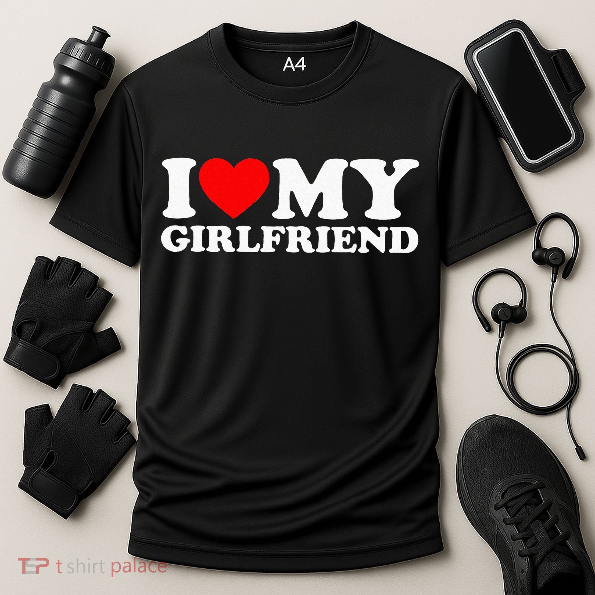 Classic Black I Love My Girlfriend Cooling Performance Crew T-Shirt