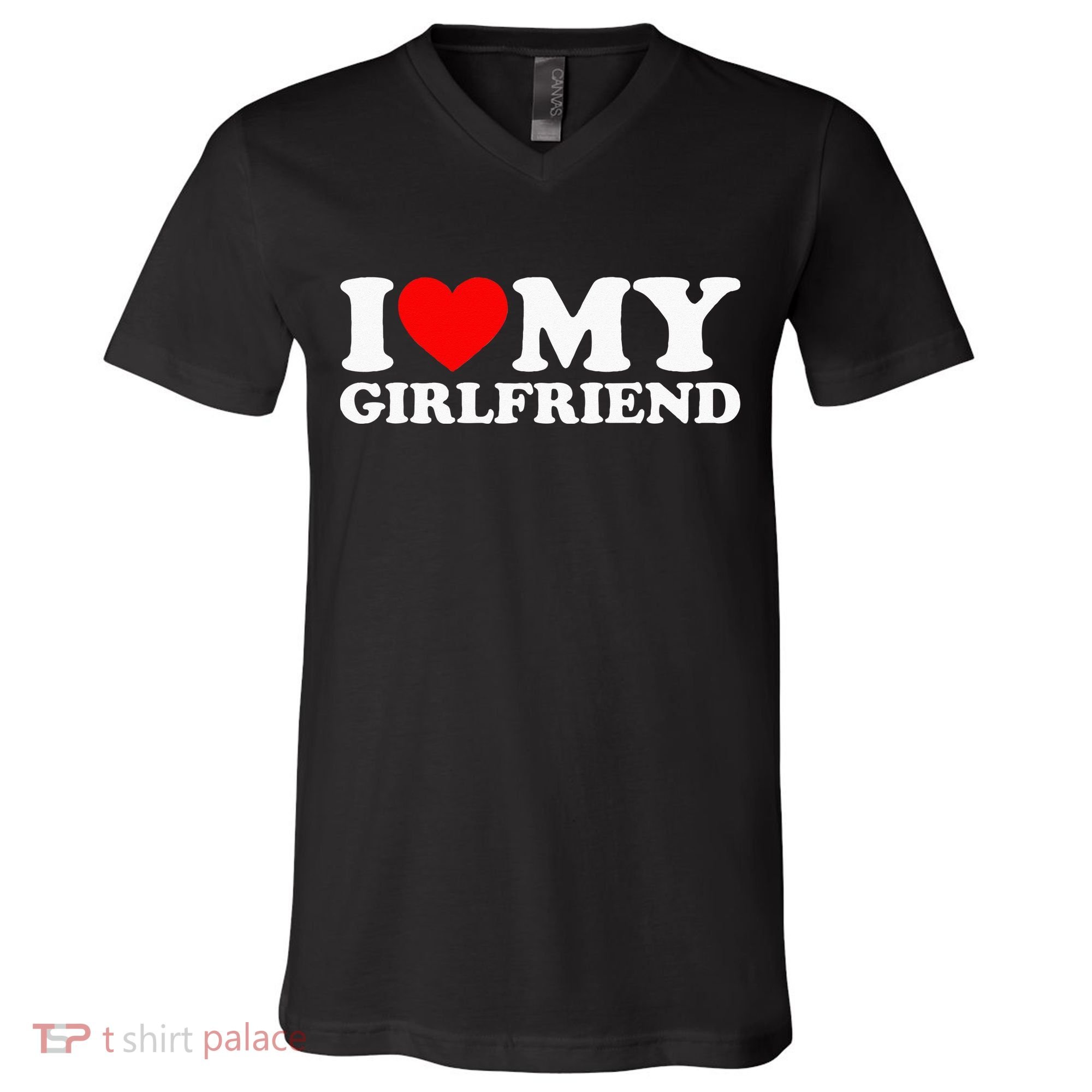 Classic Black I Love My Girlfriend V-Neck T-Shirt