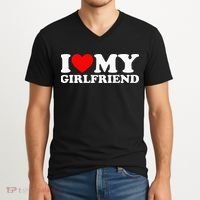 Classic Black I Love My Girlfriend V-Neck T-Shirt thumb 2