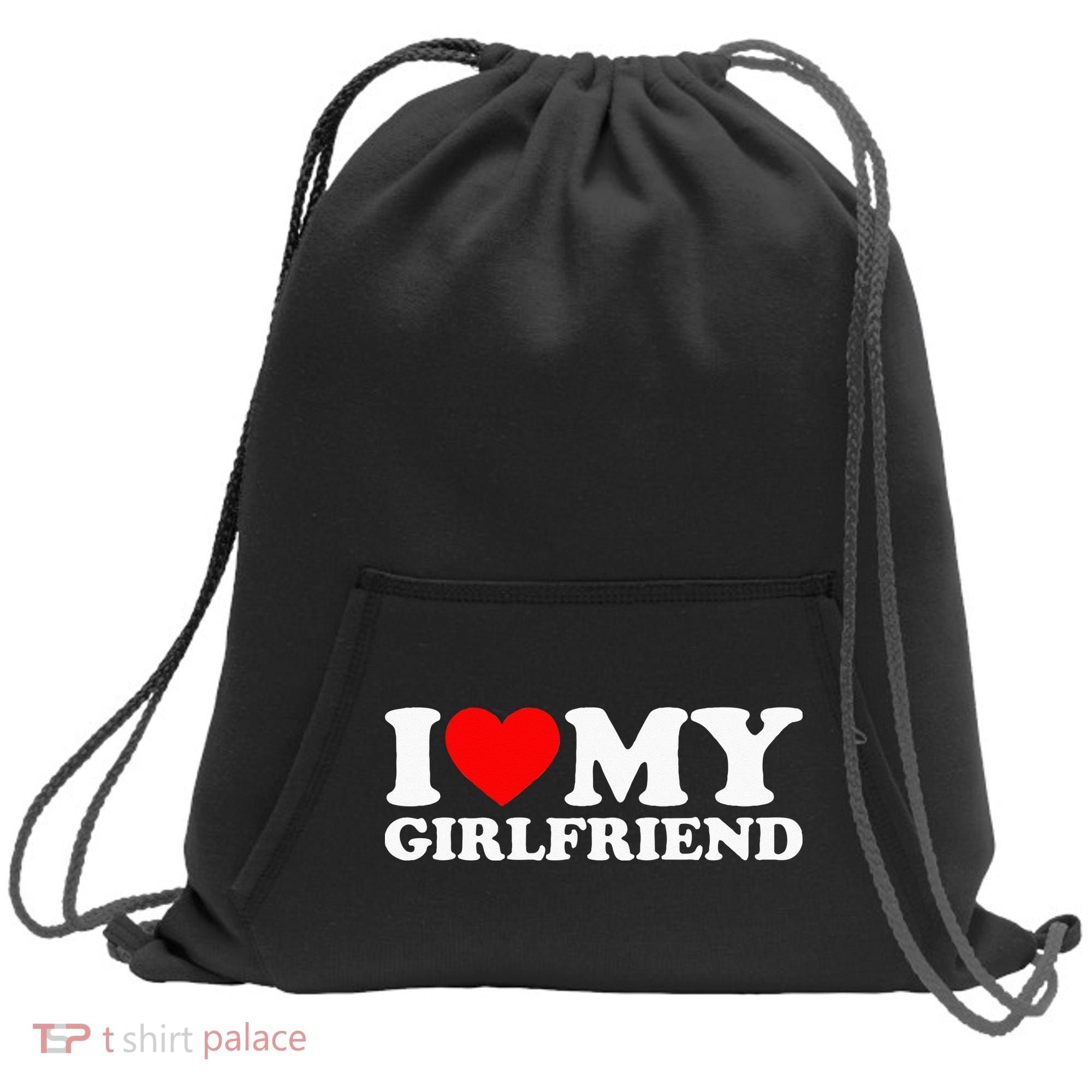 Classic Black I Love My Girlfriend Sweatshirt Cinch Pack Bag