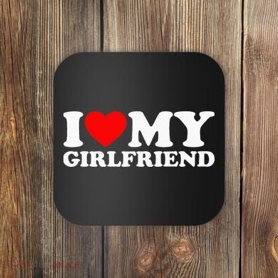 Classic Black I Love My Girlfriend Coaster