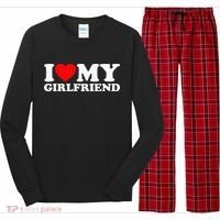 Classic Black I Love My Girlfriend Long Sleeve Pajama Set thumb 0