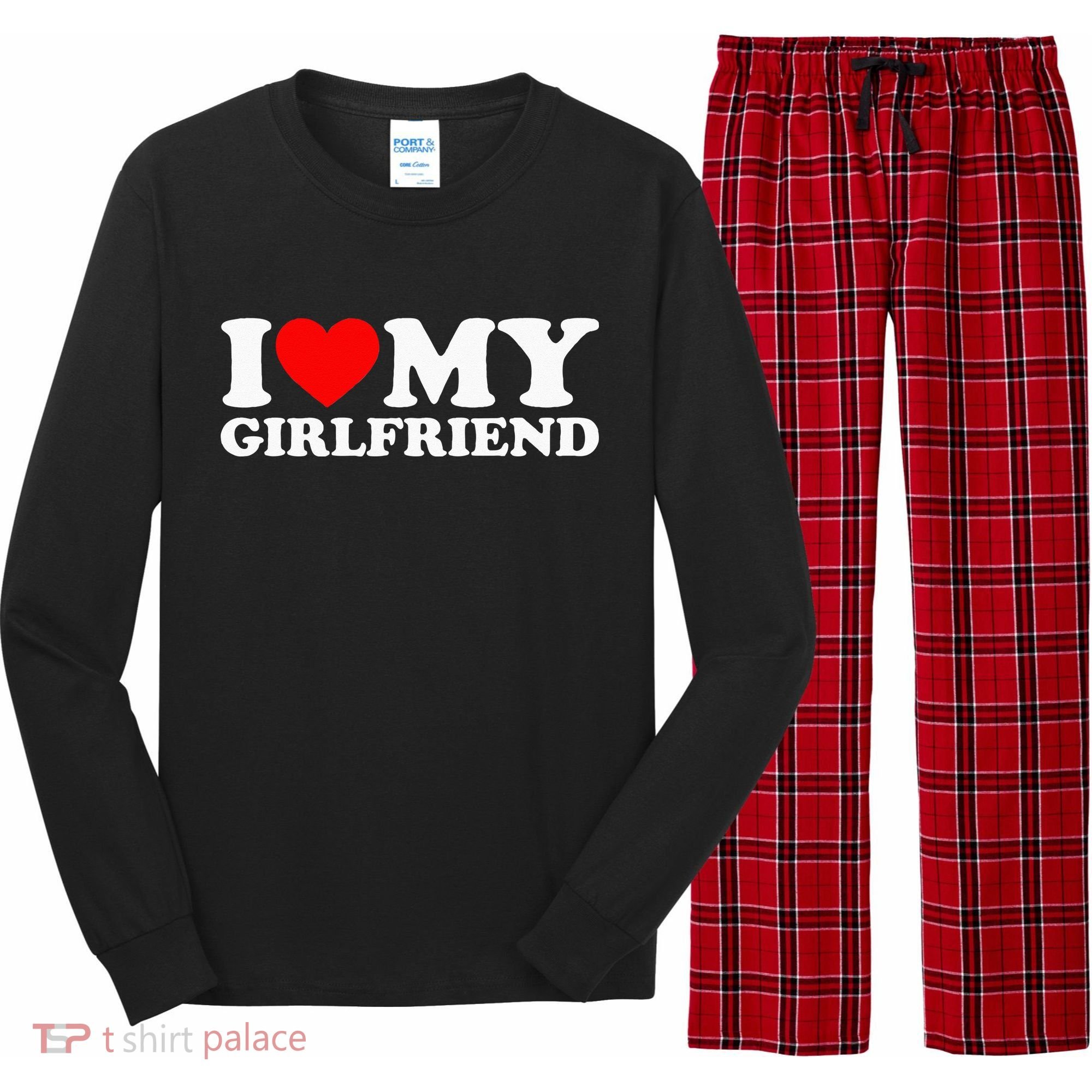 Classic Black I Love My Girlfriend Long Sleeve Pajama Set