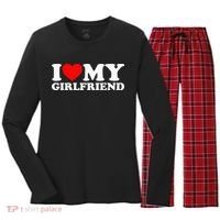 Classic Black I Love My Girlfriend Women's Long Sleeve Flannel Pajama Set  thumb 0