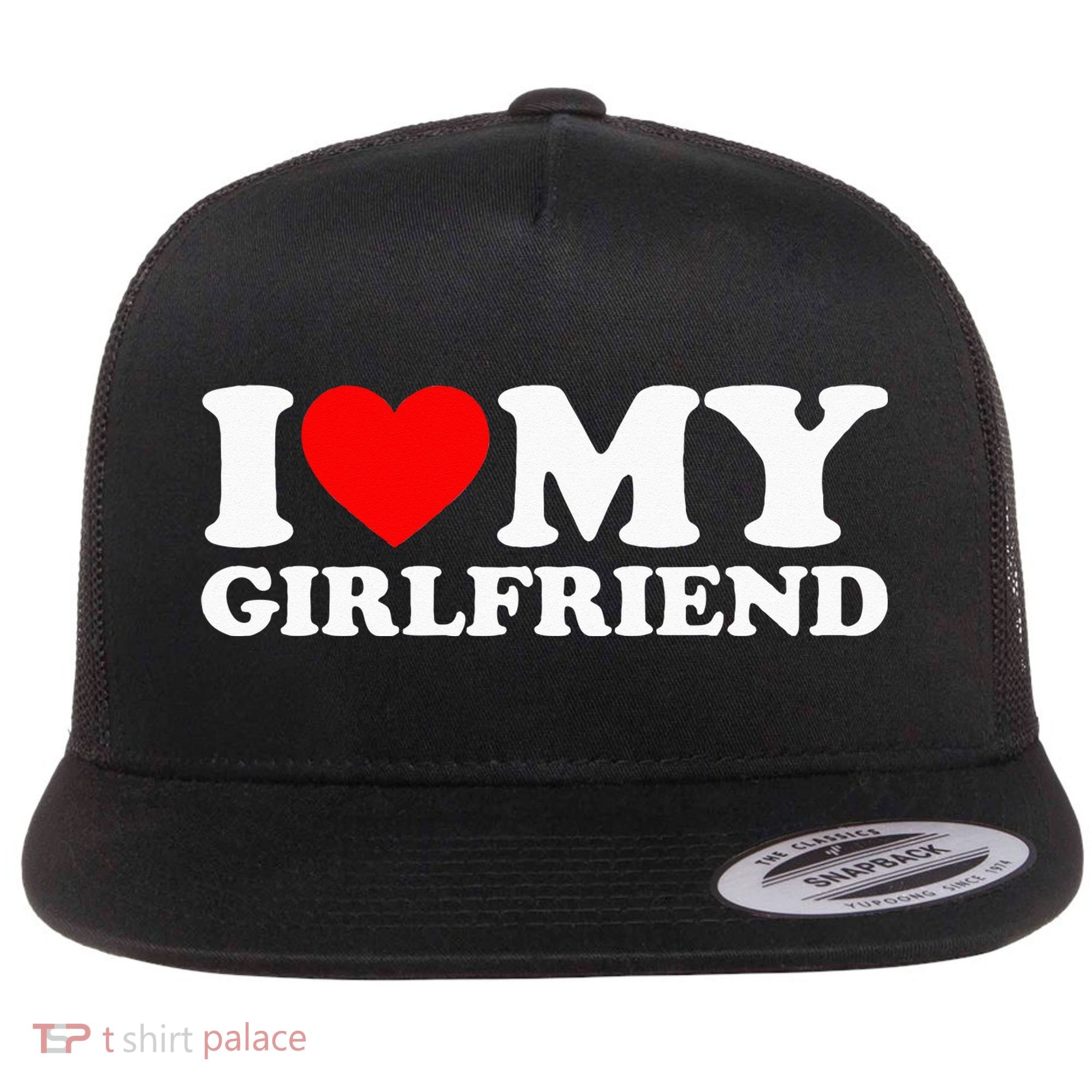 Classic Black I Love My Girlfriend Flat Bill Trucker Hat