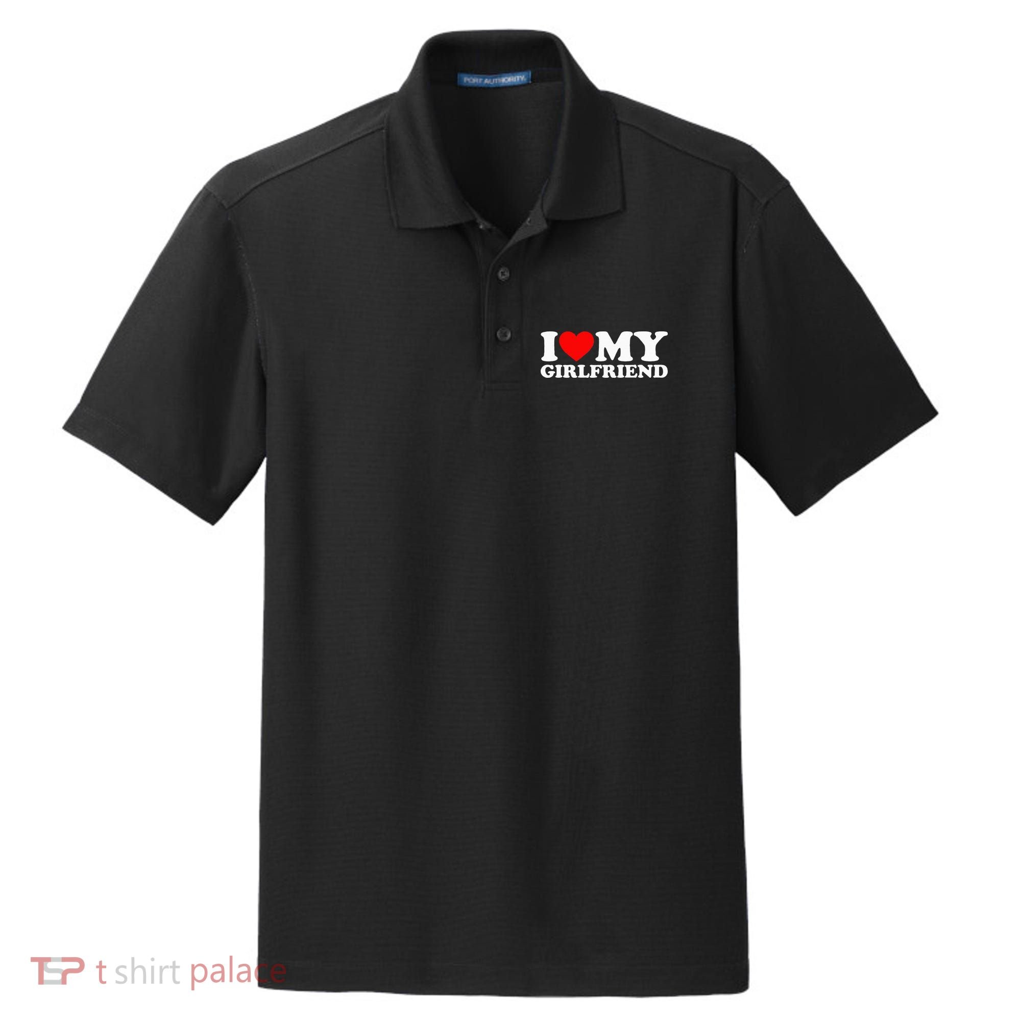 Classic Black I Love My Girlfriend Dry Zone Grid Polo