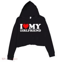 Classic Black I Love My Girlfriend Crop Fleece Hoodie thumb 0