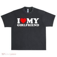 Classic Black I Love My Girlfriend Urban Oversized Heavyweight T-Shirt thumb 0