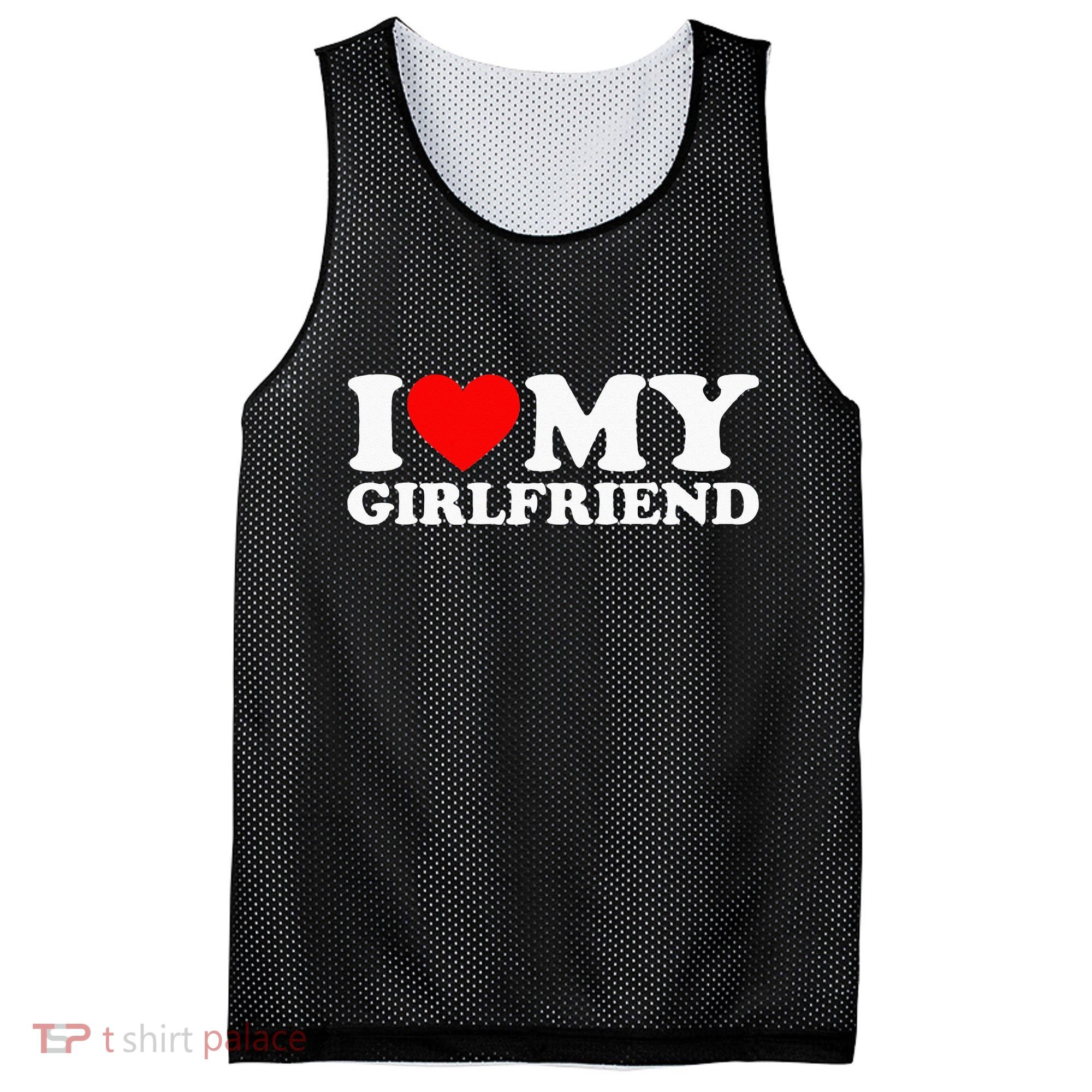Classic Black I Love My Girlfriend Mesh Reversible Basketball Jersey Tank