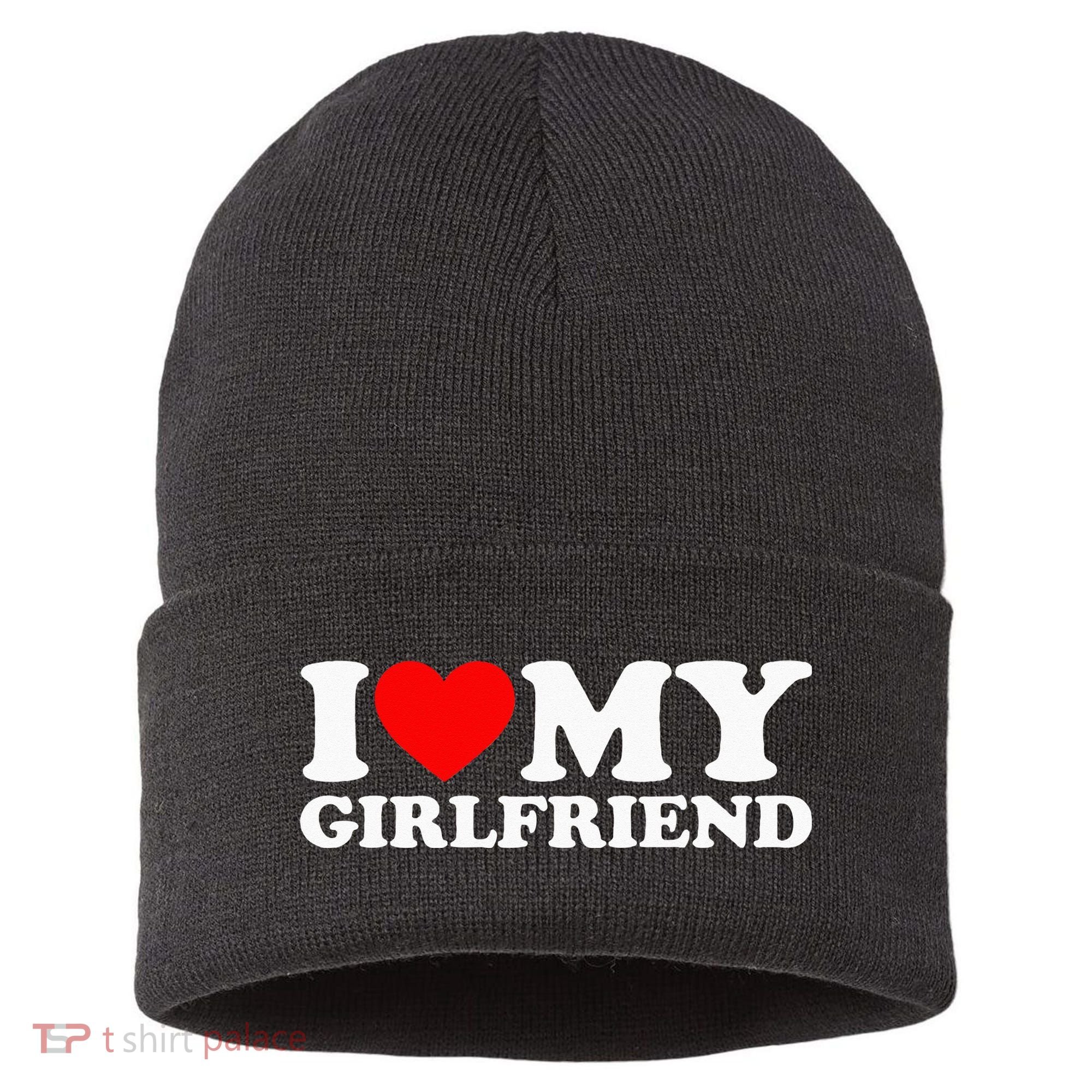 Classic Black I Love My Girlfriend Sustainable Knit Beanie