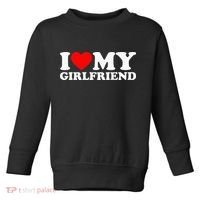 Classic Black I Love My Girlfriend Toddler Sweatshirt thumb 0