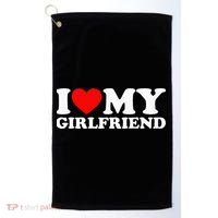 Classic Black I Love My Girlfriend Golf Towel thumb 0