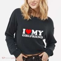 Classic Black I Love My Girlfriend Cropped Pullover Crew thumb 2