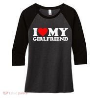 Classic Black I Love My Girlfriend Women's Tri-Blend 3/4-Sleeve Raglan Shirt thumb 0