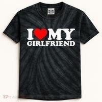 Classic Black I Love My Girlfriend Kids Tie-Dye T-Shirt thumb 0