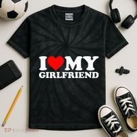 Classic Black I Love My Girlfriend Kids Tie-Dye T-Shirt thumb 2