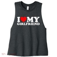 Classic Black I Love My Girlfriend Women's Racerback Cropped Tank thumb 0