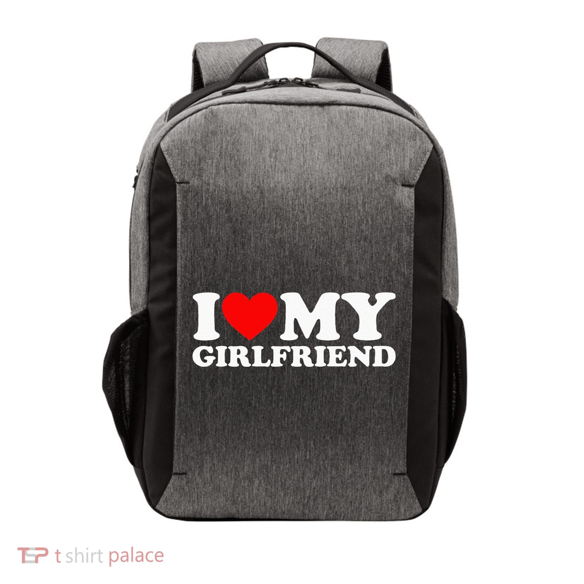 Classic Black I Love My Girlfriend Vector Backpack