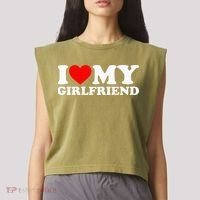 Classic Black I Love My Girlfriend Garment-Dyed Women's Muscle Tee thumb 2