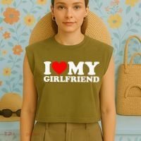 Classic Black I Love My Girlfriend Garment-Dyed Women's Muscle Tee thumb 4