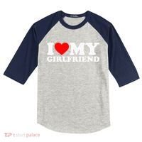 Classic Black I Love My Girlfriend Kids Colorblock Raglan Jersey thumb 0