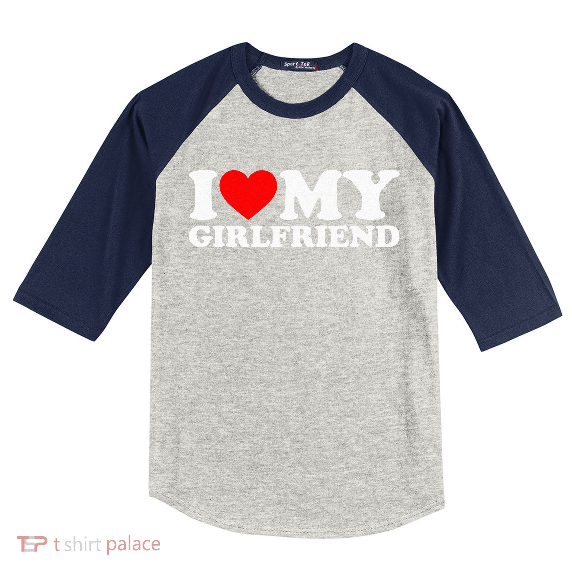Classic Black I Love My Girlfriend Kids Colorblock Raglan Jersey