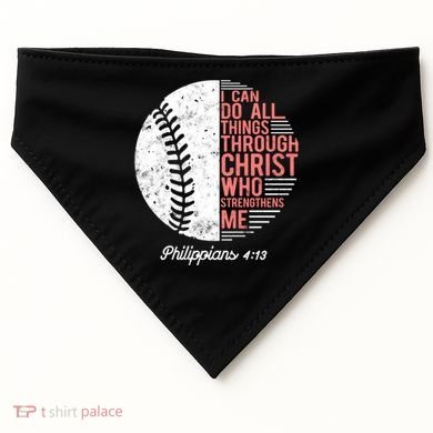 Christian Baseball I Can Do All Things Philippians USA-Made Doggie Bandana
