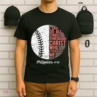 Christian Baseball I Can Do All Things Philippians T-Shirt thumb 6
