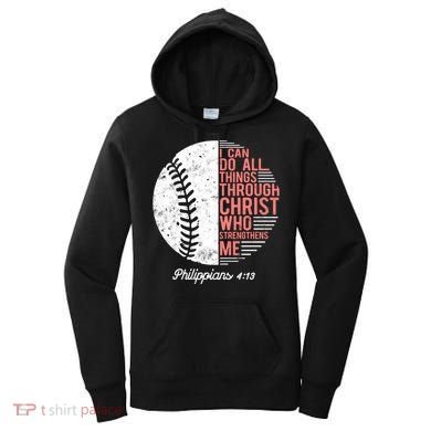 Christian Baseball I Can Do All Things Philippians Women's Hoodie