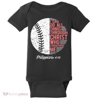 Christian Baseball I Can Do All Things Philippians Baby Bodysuit
