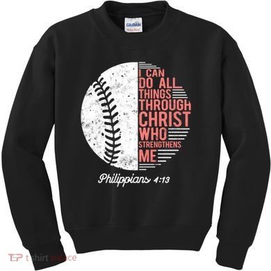 Christian Baseball I Can Do All Things Philippians Kids Sweatshirt