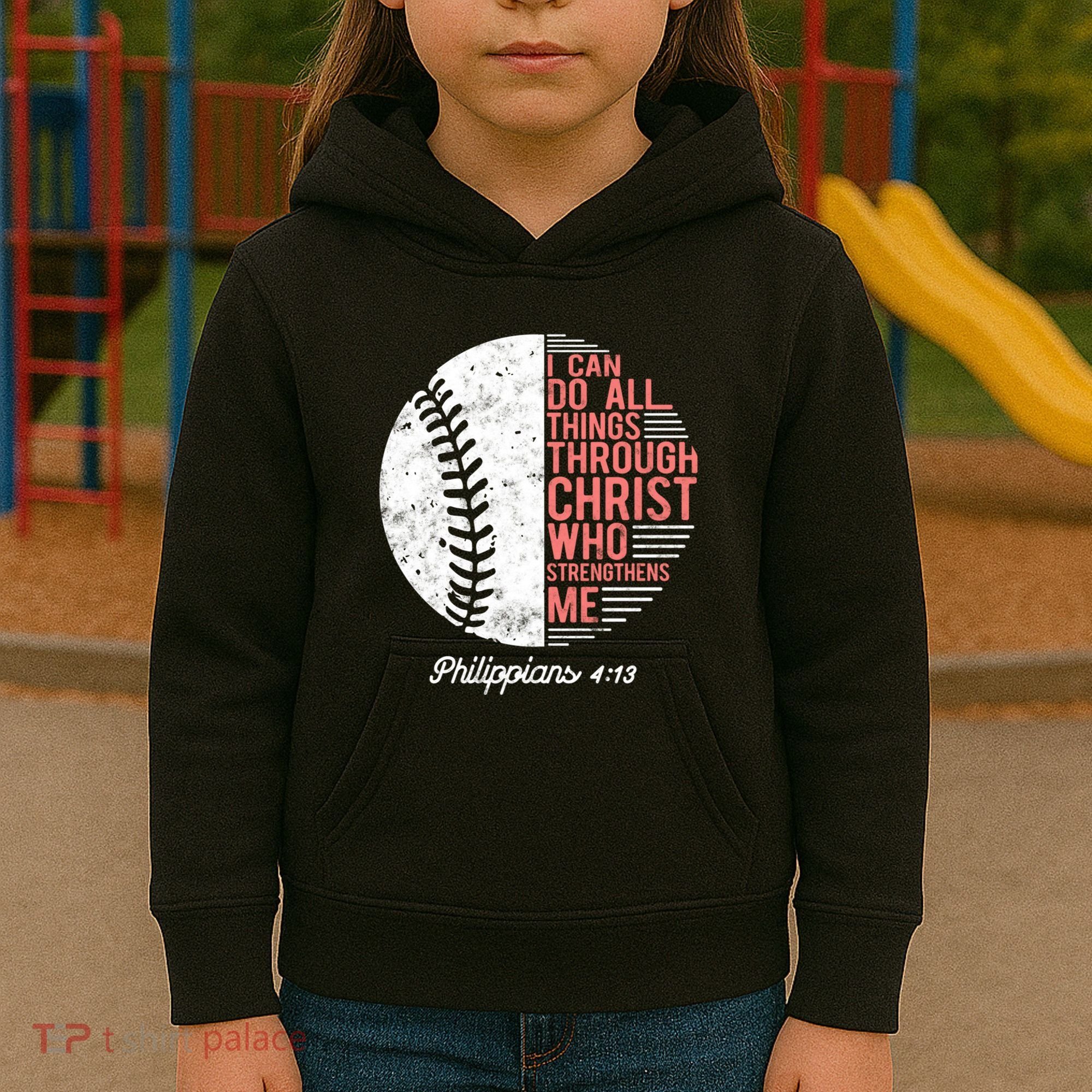 Christian Baseball I Can Do All Things Philippians Kids Hoodie