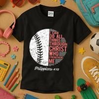 Christian Baseball I Can Do All Things Philippians Kids T-Shirt thumb 3