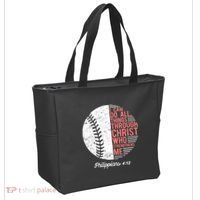 Christian Baseball I Can Do All Things Philippians Tote Bag thumb 2