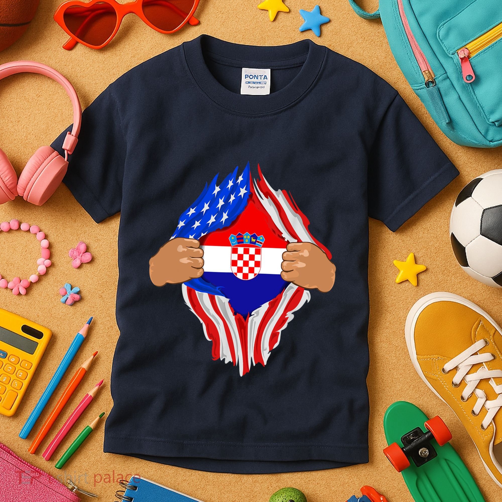 Croatian Blood Inside Me | Croatia Flag Gift Kids T-Shirt