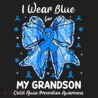 Coquette Bow I Wear Blue For My Grandson Child Abuse Beanie thumb 2
