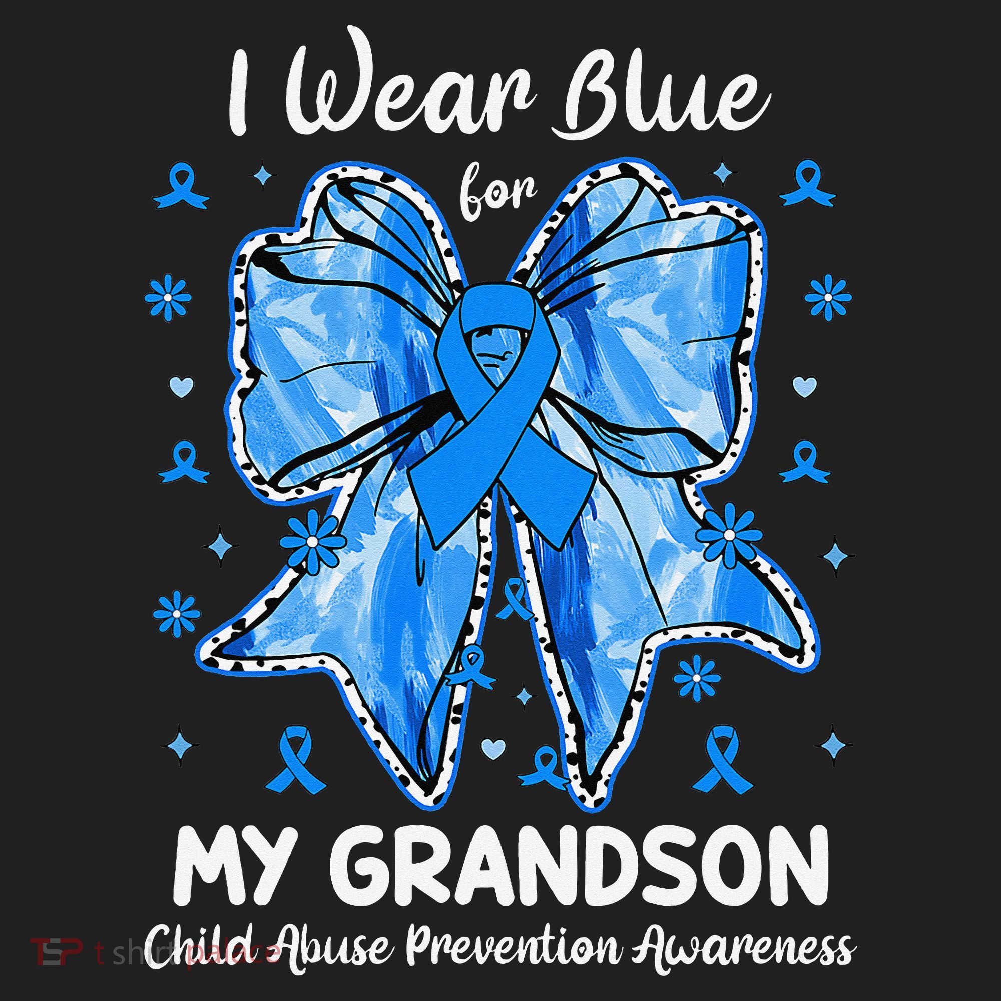 Coquette Bow I Wear Blue For My Grandson Child Abuse Beanie