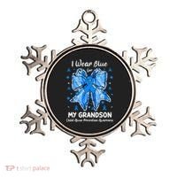Coquette Bow I Wear Blue For My Grandson Child Abuse Ornament thumb 0