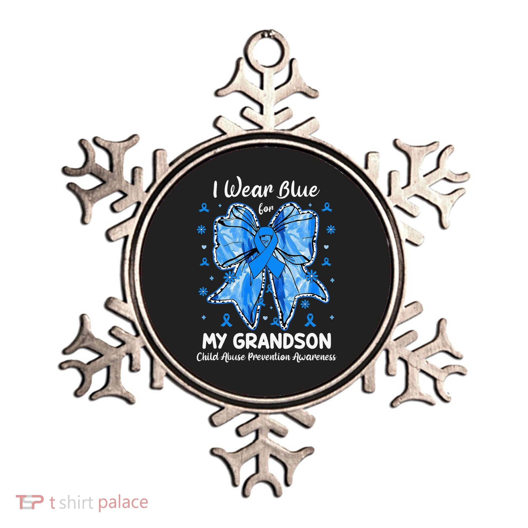 Coquette Bow I Wear Blue For My Grandson Child Abuse Ornament