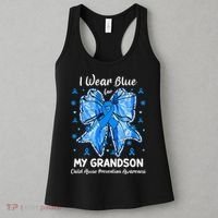 Coquette Bow I Wear Blue For My Grandson Child Abuse Women's Tank Top thumb 3