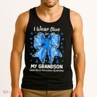 Coquette Bow I Wear Blue For My Grandson Child Abuse Tank Top thumb 3