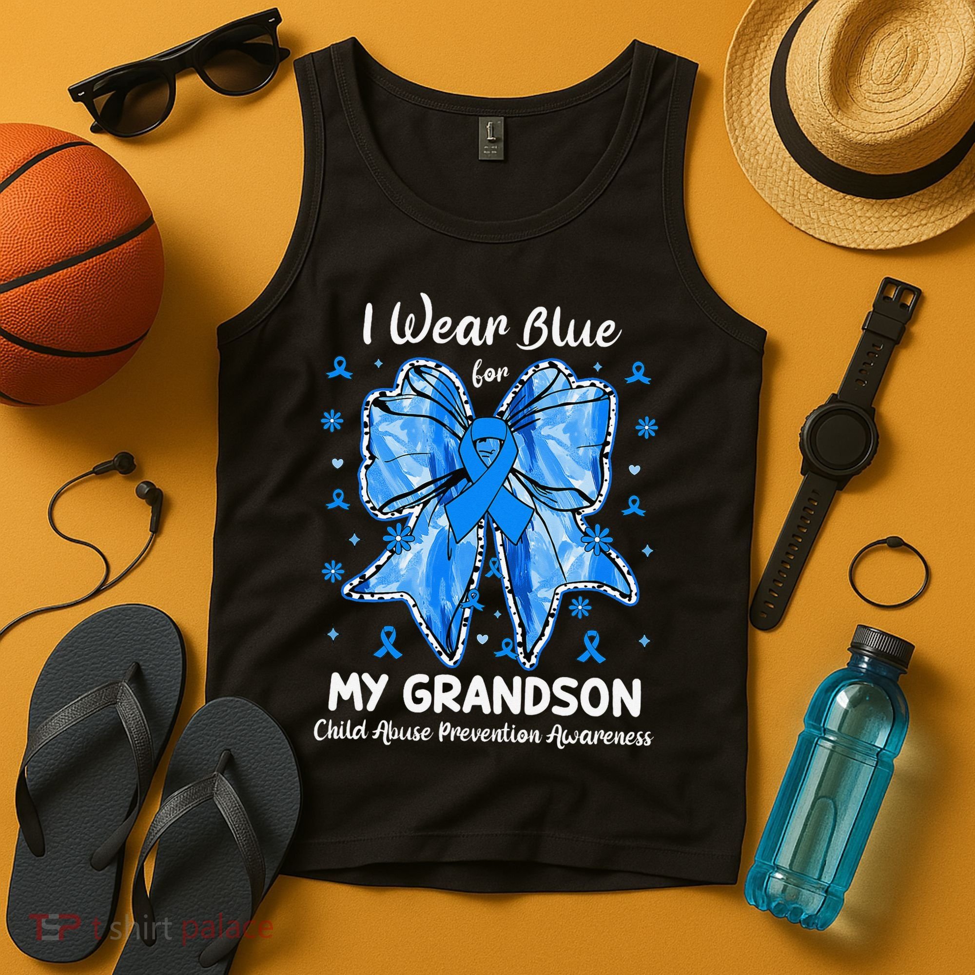 Coquette Bow I Wear Blue For My Grandson Child Abuse Tank Top